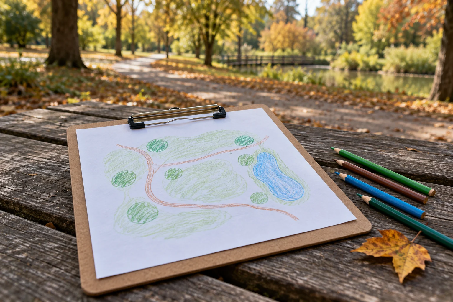 Harta parcului desenată cu copilul: o plimbare cu repere, nu o lecție complicată