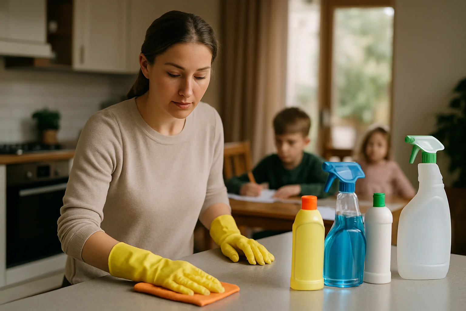 Produse de curățenie testate într-o casă cu copii